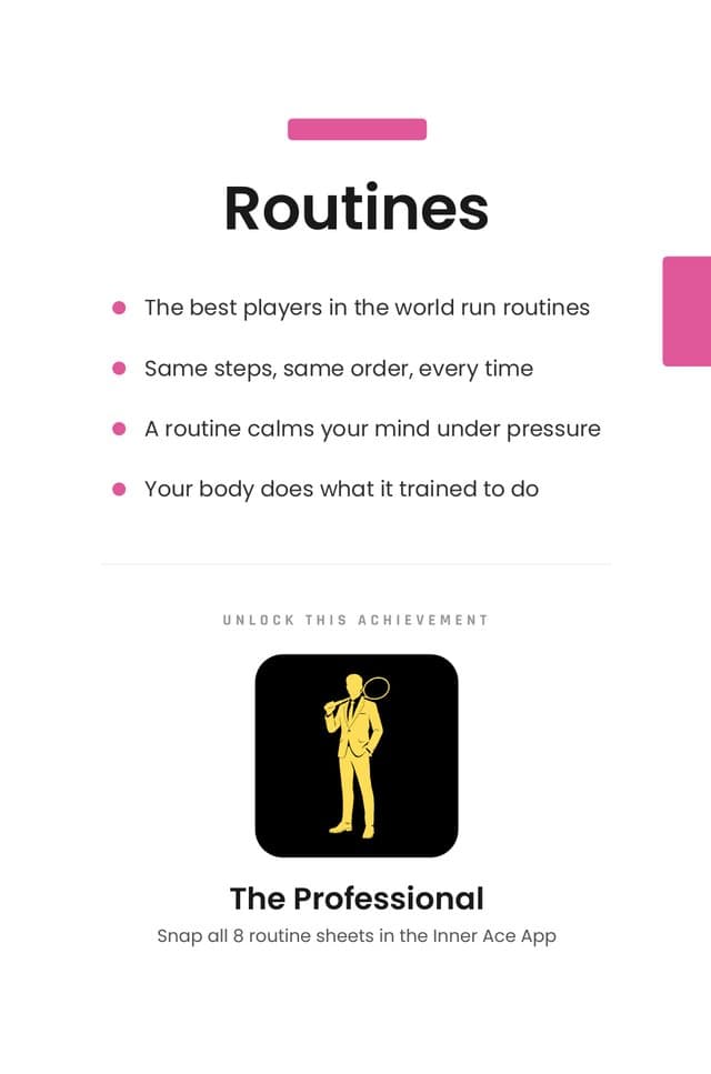 Routines section opener with The Professional achievement to unlock in the app