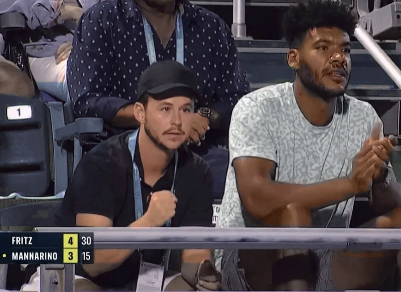 Alex Navrotchi coaching from the player box during Fritz vs Mannarino